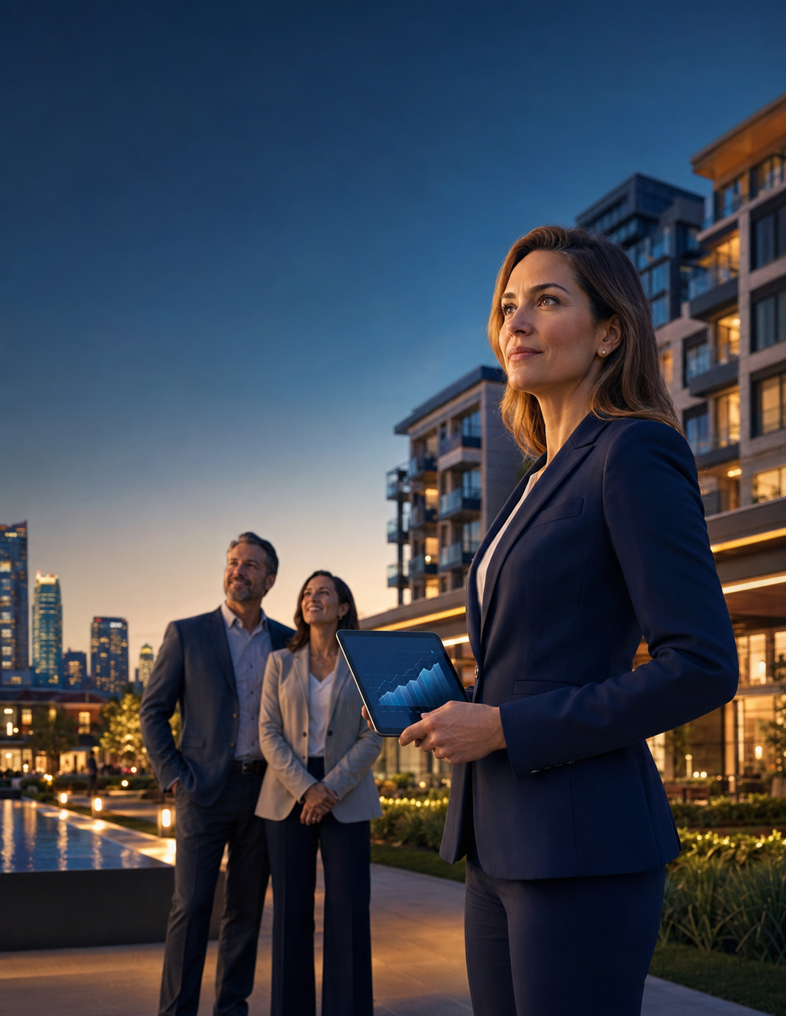 Confident property manager presenting financial performance
